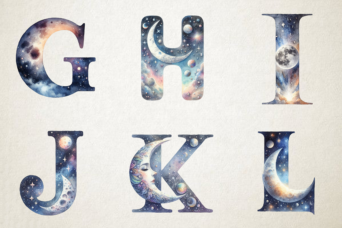 Celestial Alphabet Clipart, an Illustration by RobertsArt (Photo 7 of 7)