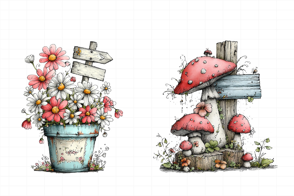Whimsical Spring Singpost Clipart, an Illustration by Daily.Designs (Photo 5 of 8)