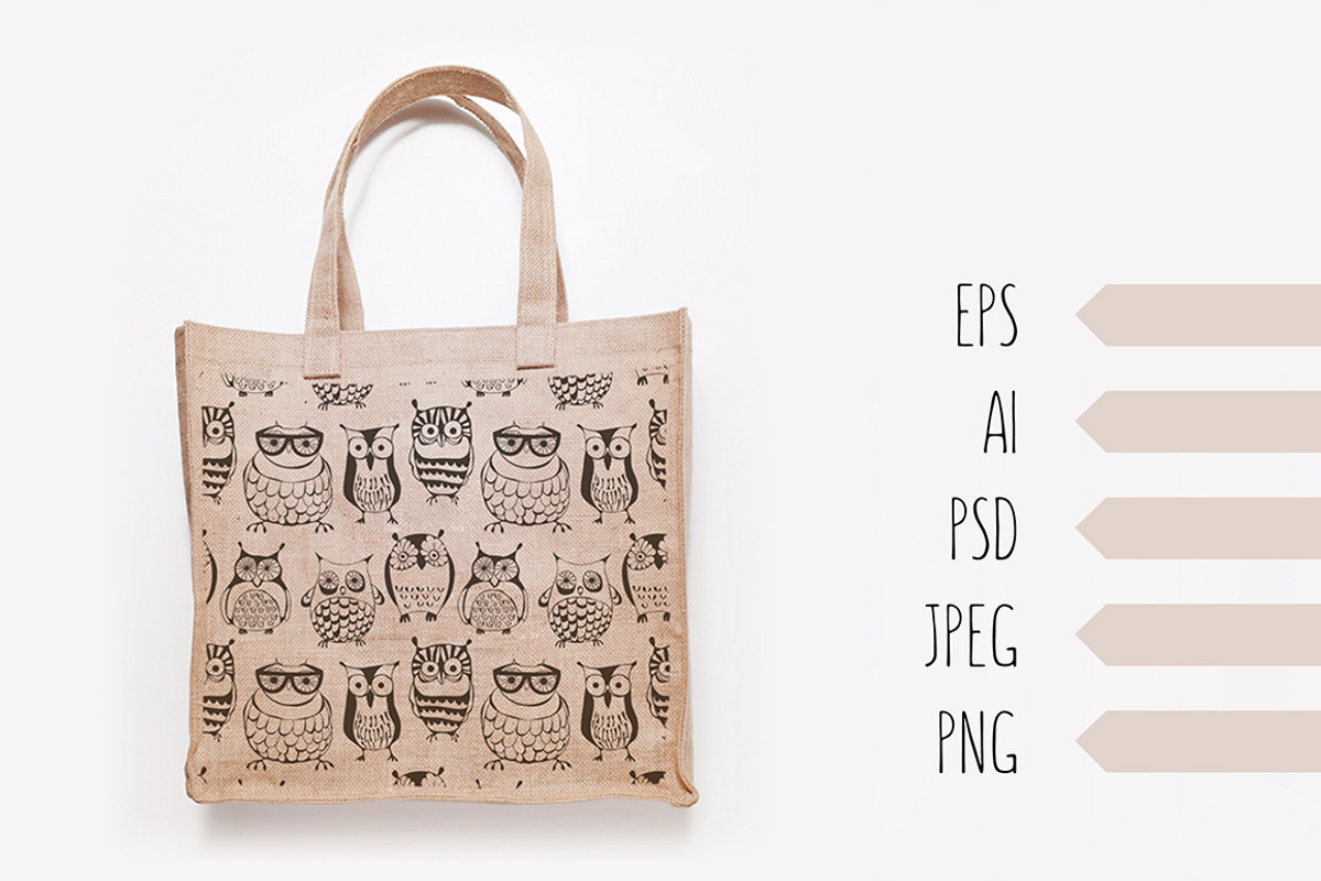 Vector Seamless Pattern with Owls, a Pattern Graphic by Curly_Pat (Photo 5 of 5)