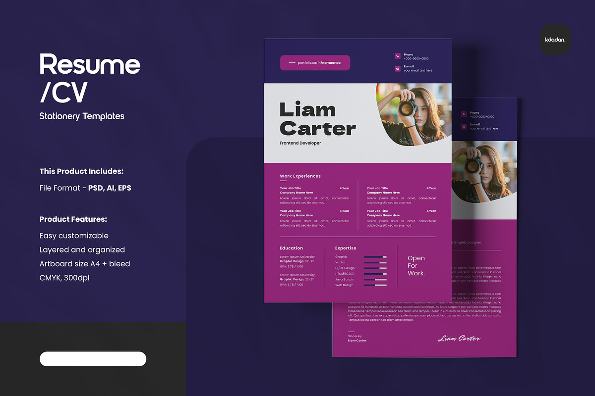 Resume/CV – Vol. 357, a Resume Template by kdadan. (Photo 1 of 2)