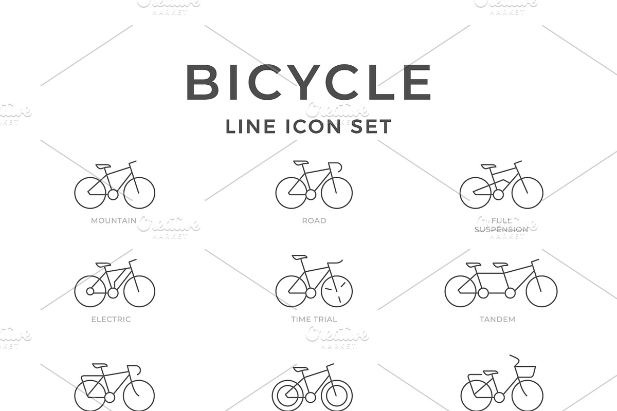 Set line icons of bicycle, an Outline Icon by motorama (Photo 1 of 2)