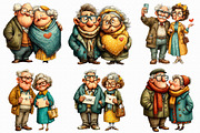 Whimsical Valentine Old Couple Clipa, an Illustration by Libby Wishes (Thumbnail 5 of 7)