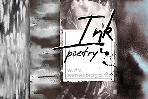 Ink poetry: set of seamless patterns