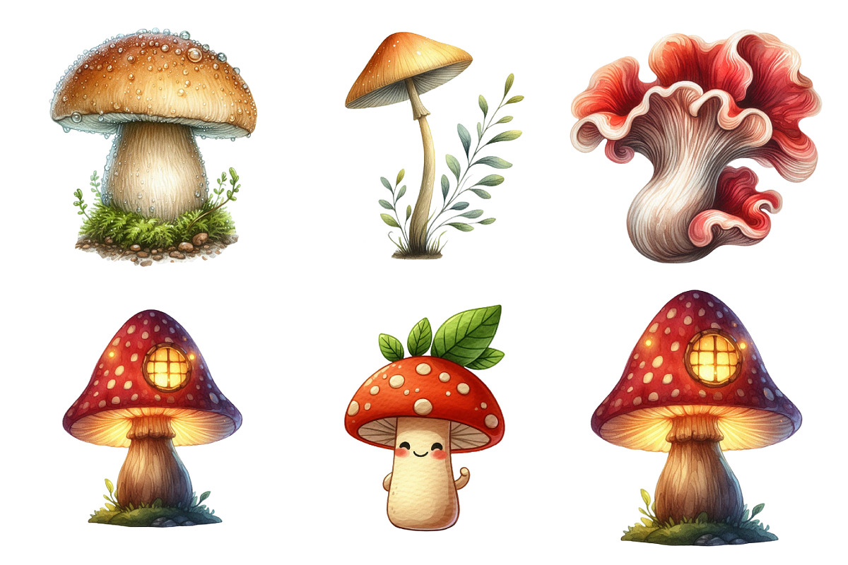 Watercolor Autumn Mushroom Clipart, an Illustration by Daily.Designs (Photo 5 of 5)