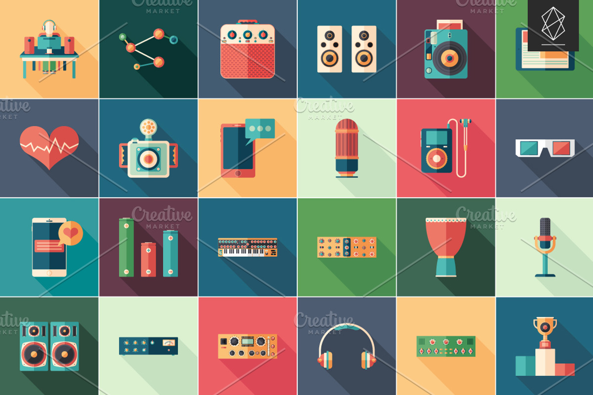100 Multimedia world flat icons set, an Icon by Yury Velikanov (Photo 5 of 5)