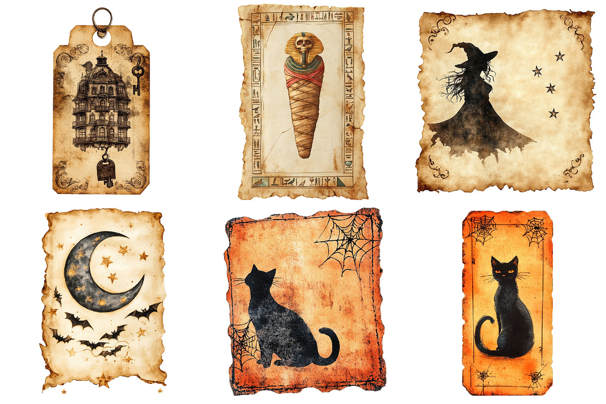Halloween Old Tickets Clipart Bundle, a Seasonal Illustration by CitraGraphics (Photo 5 of 8)