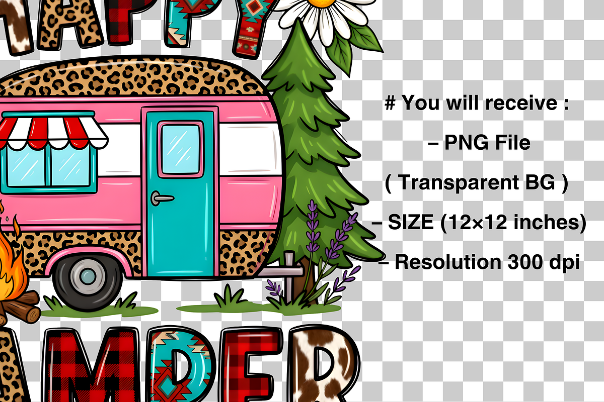 Happy Camper PNG, a Graphic by Clipart Bloom (Photo 2 of 3)