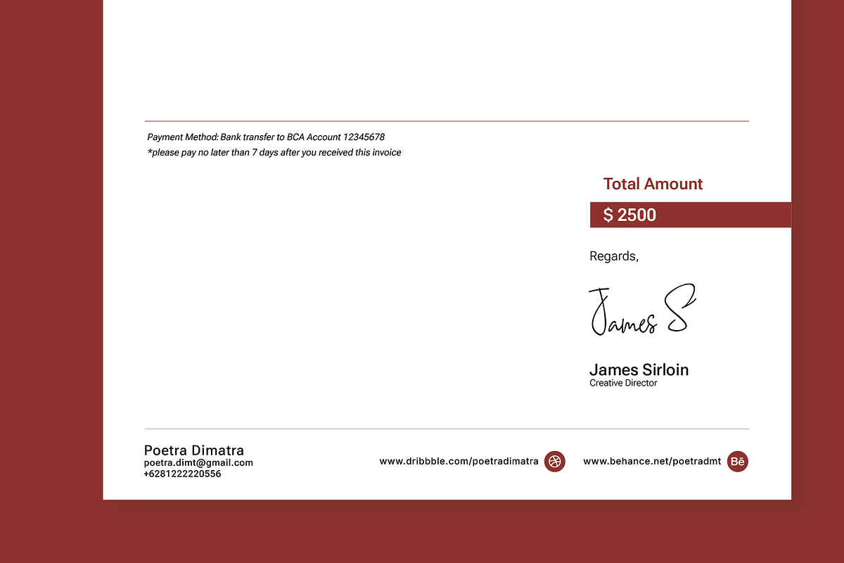 Minimalist Clean Invoice Design, a Marketing Template by Dimatra Store (Photo 3 of 3)