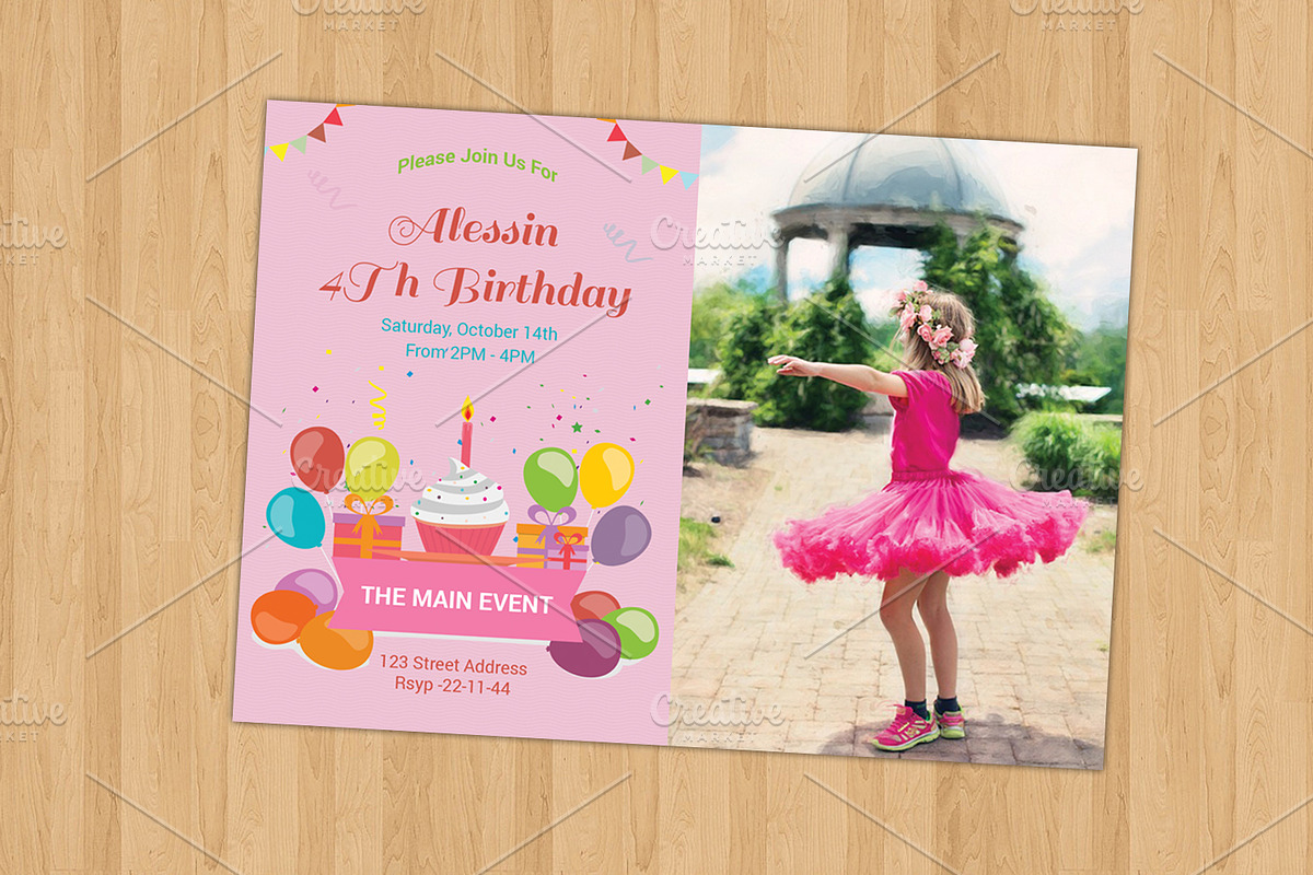 Birthday Invitation Card-V262, a Flyer Template by Template Shop (Photo 1 of 2)