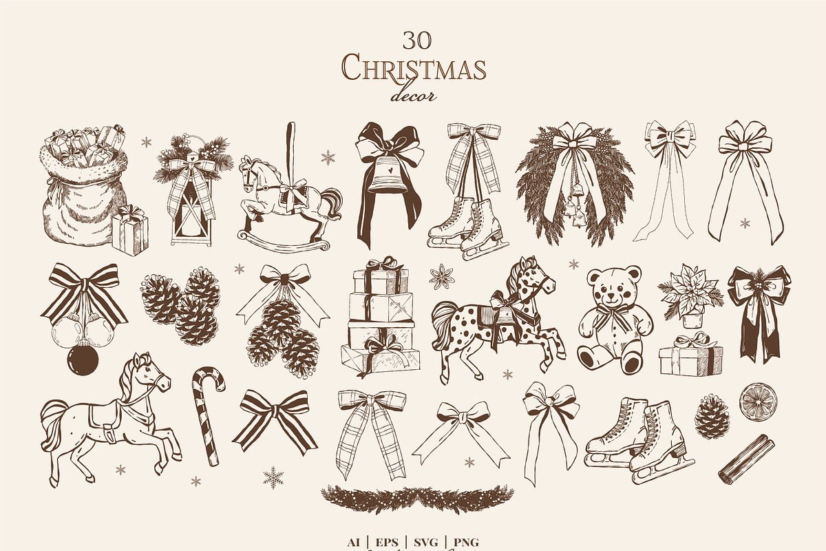 Vintage Christmas Fair Vector Set, an Object Graphic by VerAna (Photo 4 of 19)