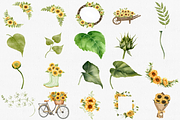Watercolor Sunflower Clipart, 44 PNG, a Decorative Illustration by CropUp Creative (Thumbnail 3 of 4)