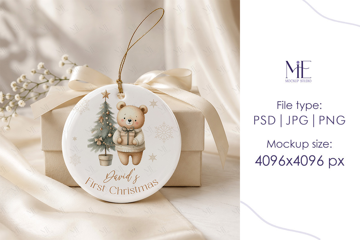 Round Ceramic Ornament Mockup, a Merchandise Mockup by Mie Mockup Studio (Photo 7 of 7)