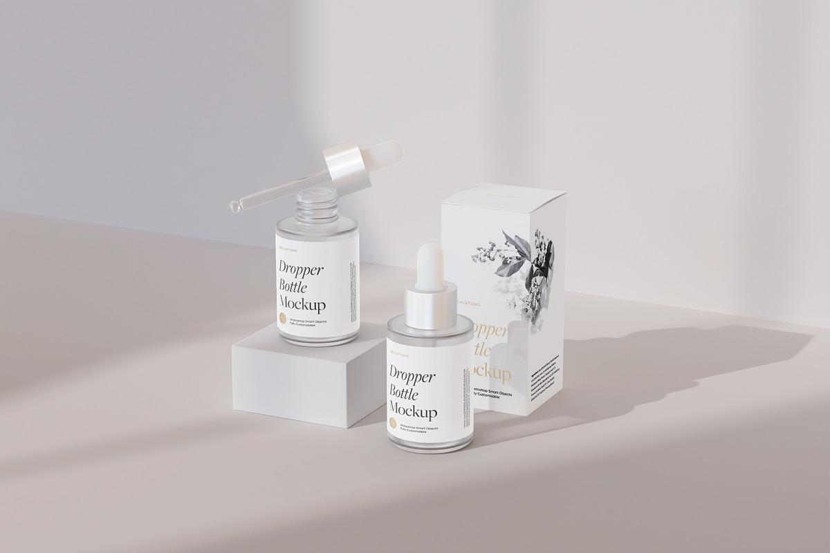 Frosted Glass Dropper Bottle Mockups, a Packaging Mockup by Wildfield Studio (Photo 13 of 13)