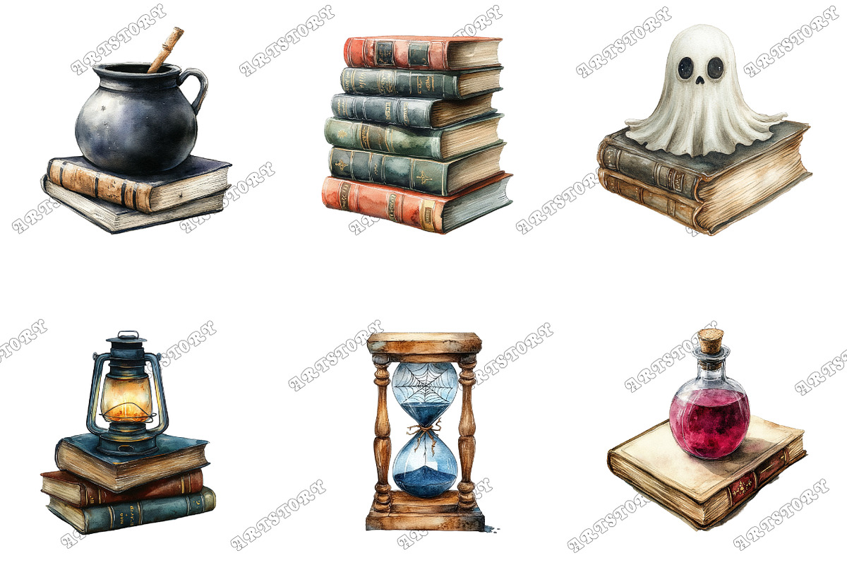 Spooky Halloween Library Clipart, an Illustration by designcity5 (Photo 2 of 5)