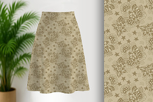Hand Drawn Floral in Beige, a Pattern Graphic by Sharon Schwalbe
