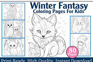 Winter Fantasy Coloring Pages For Ki, an Animal Illustration by maggiesar