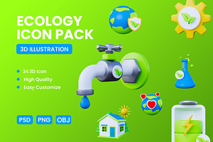 Ecology 3D Icons Pack