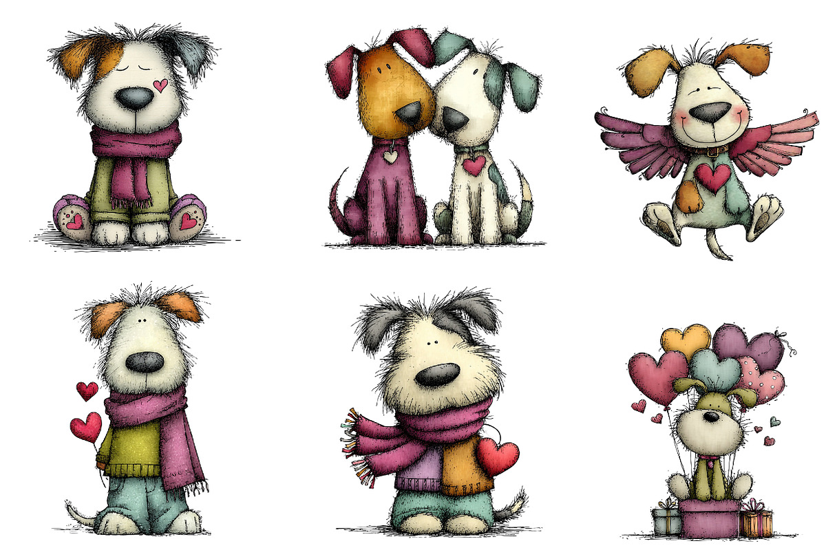 Whimsical Valentines Day Dog Clipart, an Illustration by CreationArt (Photo 6 of 7)