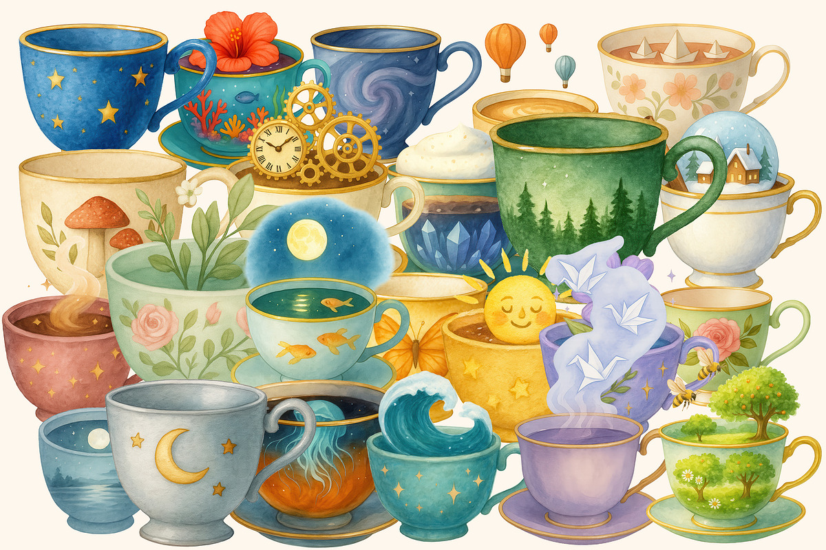 Cabinet of Curious Teacups, an Object Illustration by Curve Design (Photo 6 of 6)