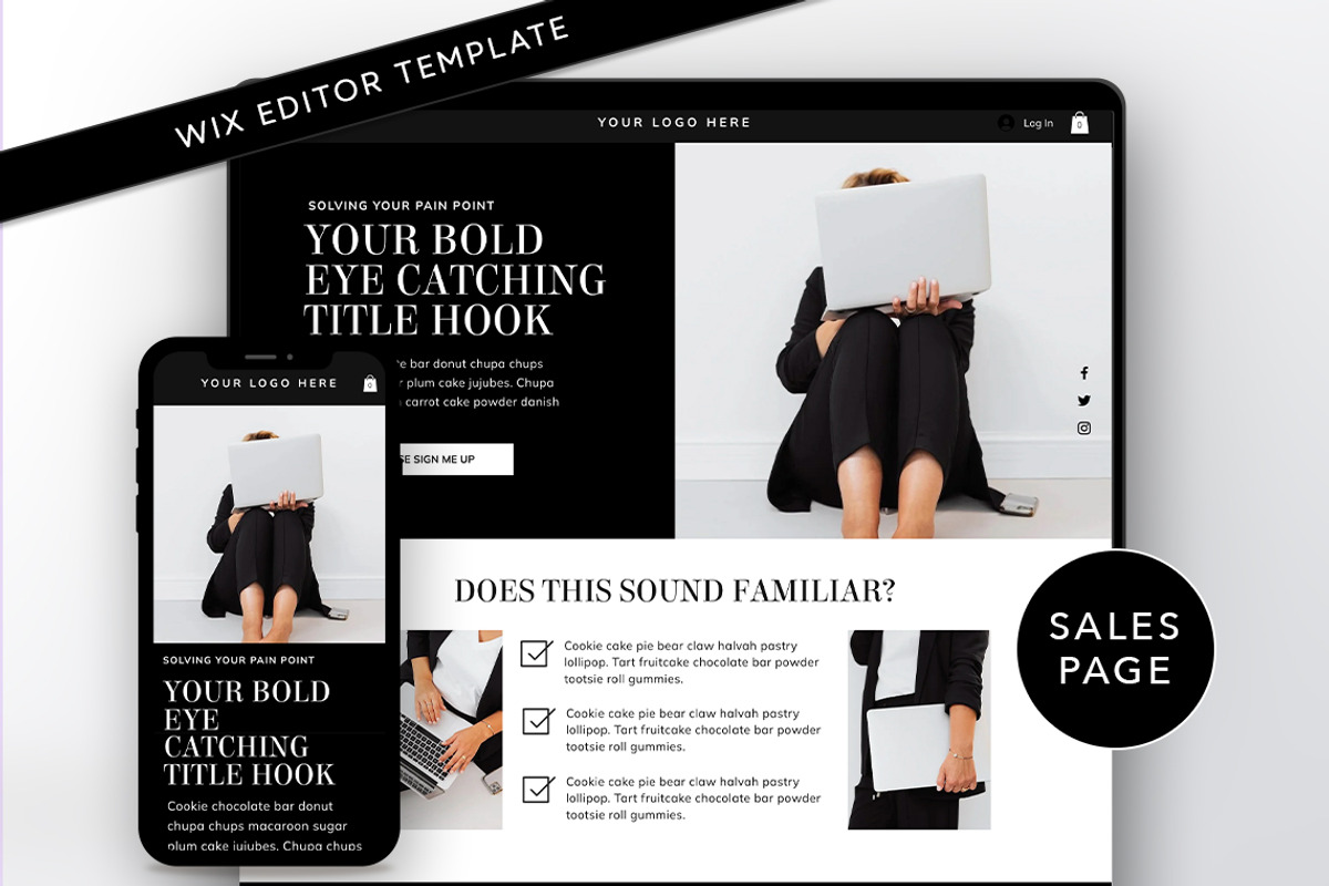 Dark Minimalistic Wix Sales Template, a Wix Template by Template Twist Shop (Photo 1 of 10)