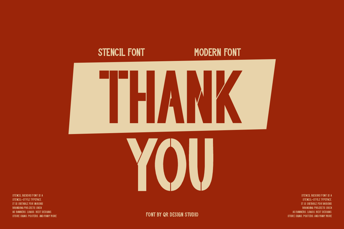 Stencil Bickors Font, a Sans Serif Font by QR Design Studio (Photo 7 of 7)