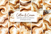 Coffee & Cream Seamless Patterns, a Pattern Graphic by Anna Design Studio (Thumbnail 1 of 6)