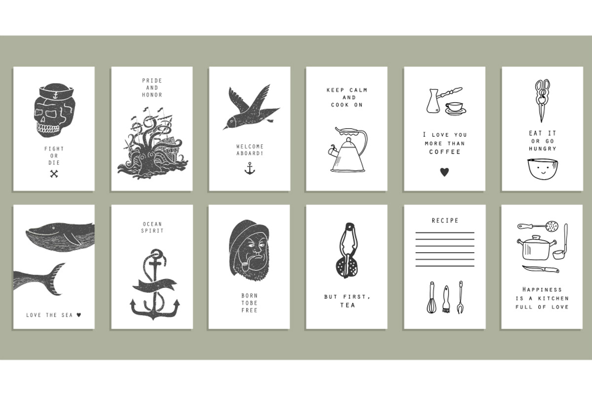 Set of funny cards, a Card Template by WINS Doodle shop (Photo 2 of 5)