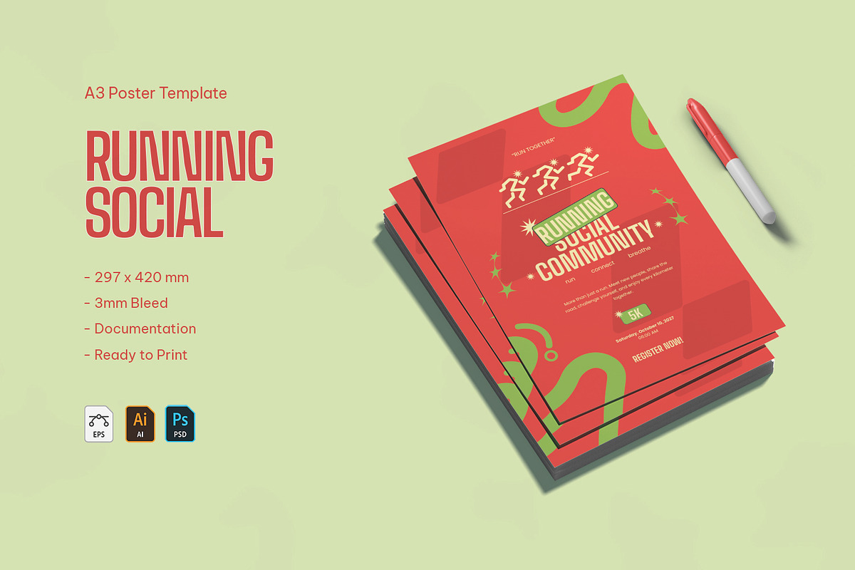 Social Run - Poster, a Poster Template by VUNIRA (Photo 1 of 3)