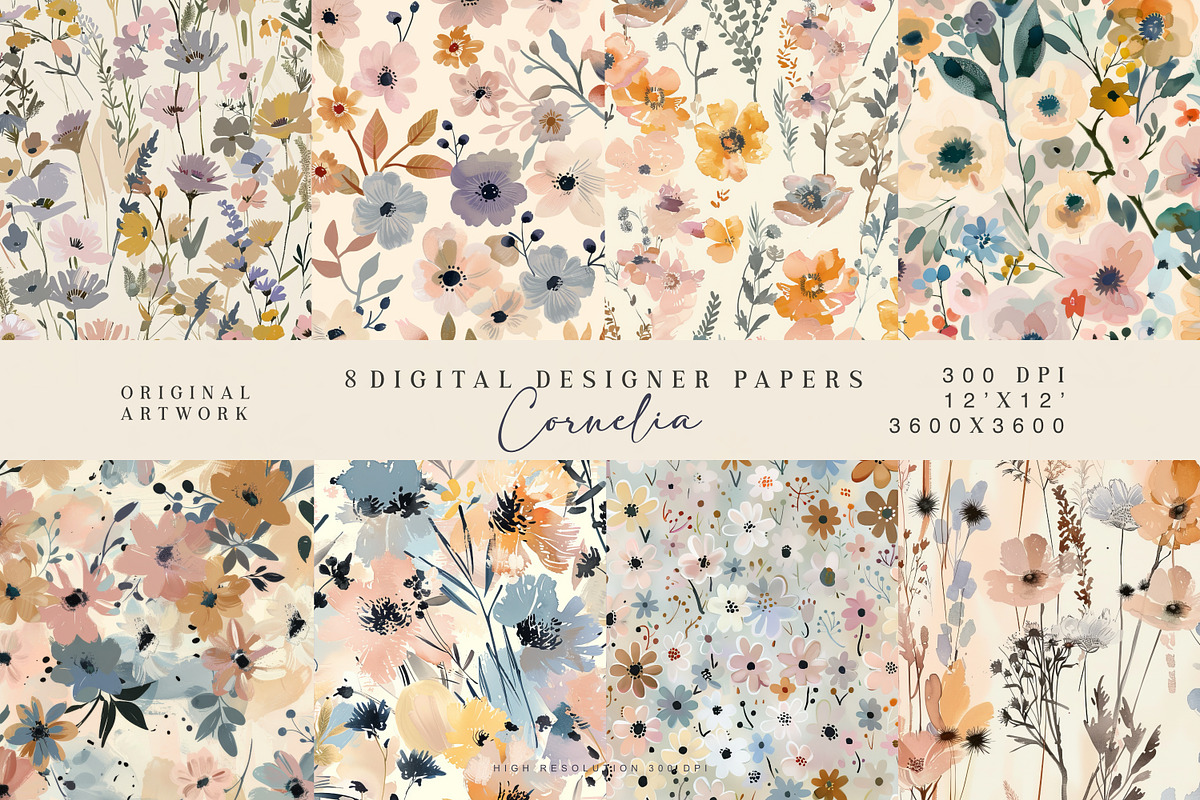 8  meadow flowers seamless patterns, a Pattern Graphic by Patishop Art (Photo 1 of 7)