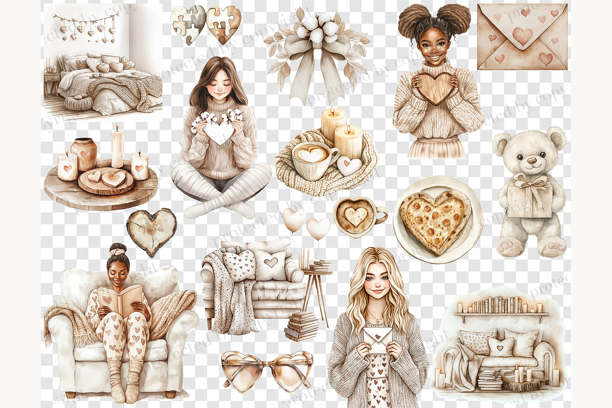 Valentine's Day Clipart PNG Bundle, a Person Illustration by GlamArtZhanna (Photo 5 of 6)