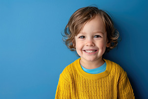 Delighted Curly-Haired Toddler in Sunny Yellow Knitwear - Generative AI, a Person Photo by José Manuel Gelpi