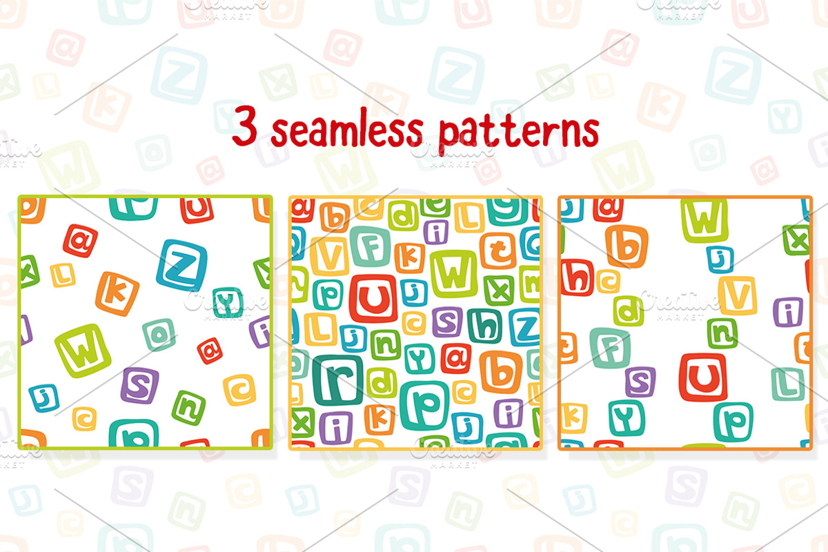 Vector funny alphabet and patterns, a Pattern Graphic by photokot
