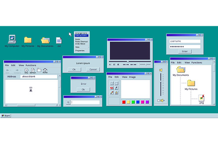 Retro empty window. Old windows 95, a Technology Illustration by Stock-Smart-Start