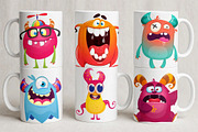 Cute Monster Mascots & Sticker Set, a Decorative Illustration by D R A W K M A N (Thumbnail 5 of 7)