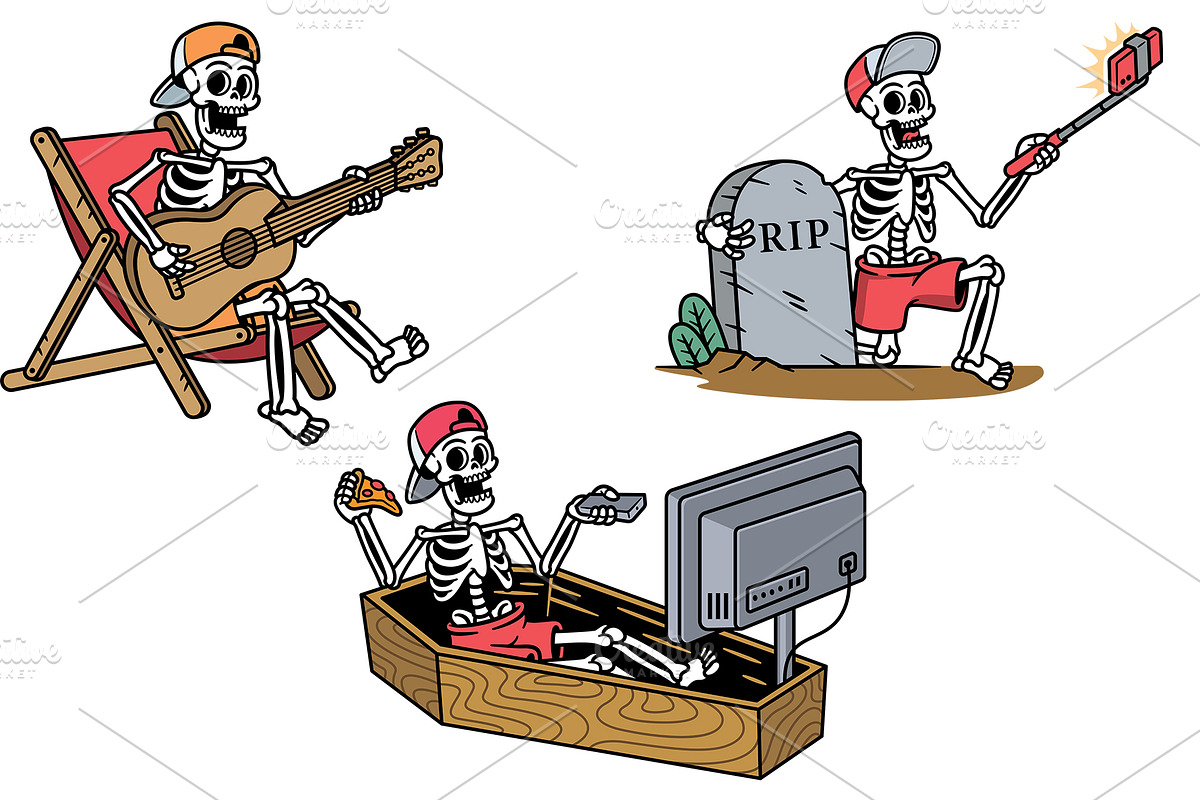 Skull life 15 vector illustrations, a Person Illustration by gunaonedesign (Photo 5 of 10)