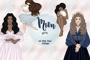 Moon Girls Clipart