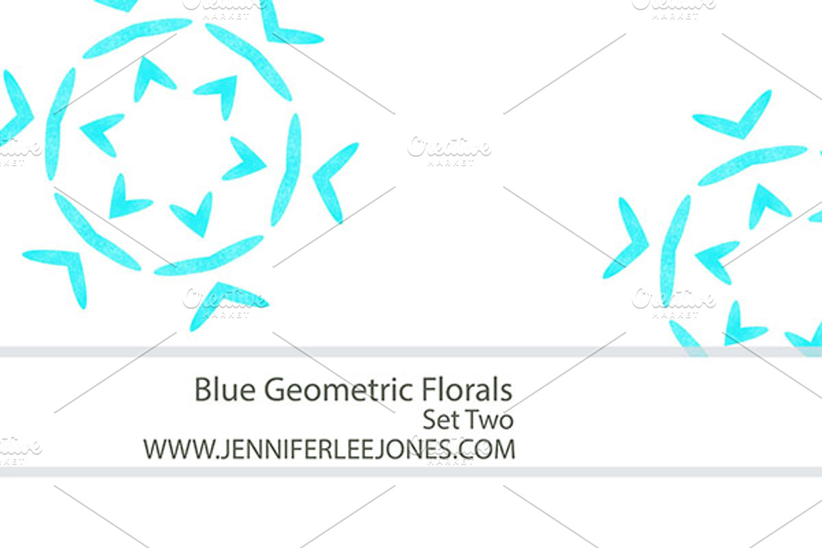 Blue Geometric Florals - Set Two preview 2