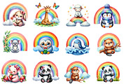 Rainbow Clipart, Rainbow Animals Png, an Illustration by Designworld (Thumbnail 2 of 6)
