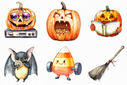 Watercolor Funny Halloween Clipart, an Illustration by Craft Nest (Thumbnail 3 of 6)