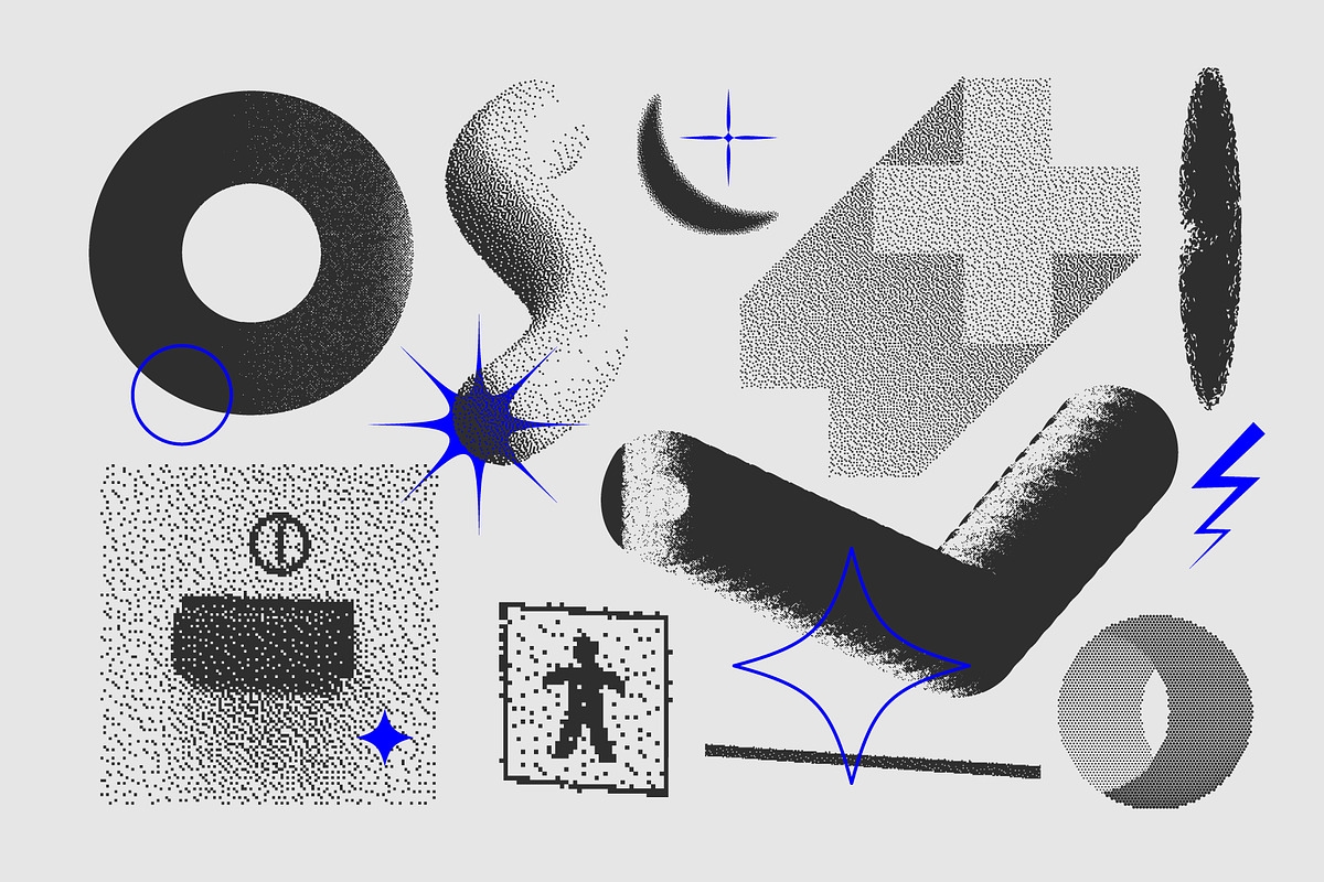 129 Vector Halftone Bitmap Shapes, a Background Graphic by softulka (Photo 3 of 18)