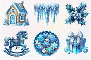 Blue Christmas Clipart Sublimation, an Illustration by Dream Creation (Thumbnail 3 of 7)