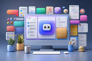 Modern User Interface Design Workspa, a Photo by Pixeness Studio