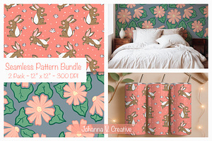 Whimsical Bunny & Flower Pattern Set
