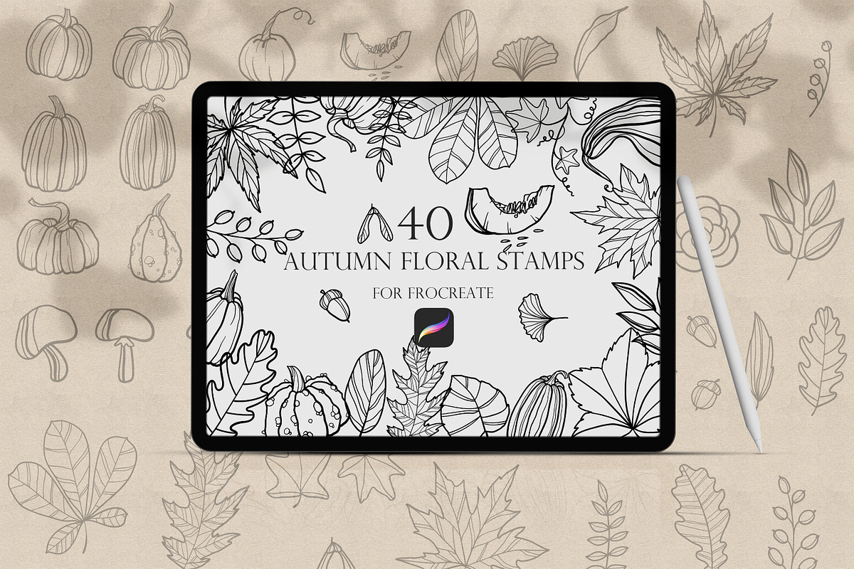 Procreate Autumn Doodle Stamps Brush, a Brush Add-On by Dervik Art Store (Photo 1 of 5)