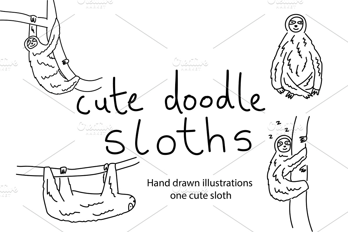 Cute Doodle Sloths, an Animal Illustration by Liz Pengilley Studio (Photo 1 of 4)