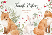 Watercolor Forest Set, a Decorative Illustration by Lembrik's Artworks (Thumbnail 1 of 6)