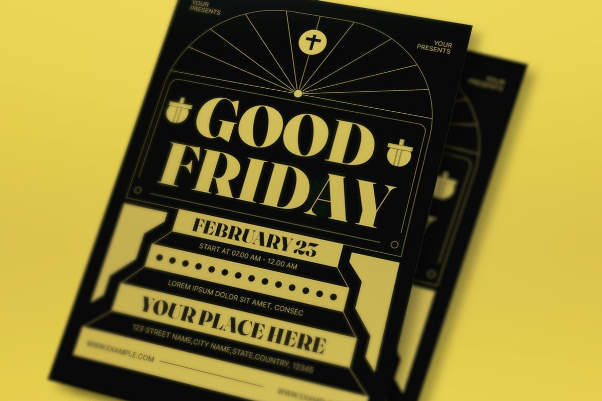 Black Art Deco Good Friday Flyer Set, a Flyer Template by graphicook (Photo 2 of 3)