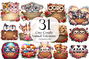 Cute Animal Couple PNG Clipart, an Animal Illustration by KennedyStudio