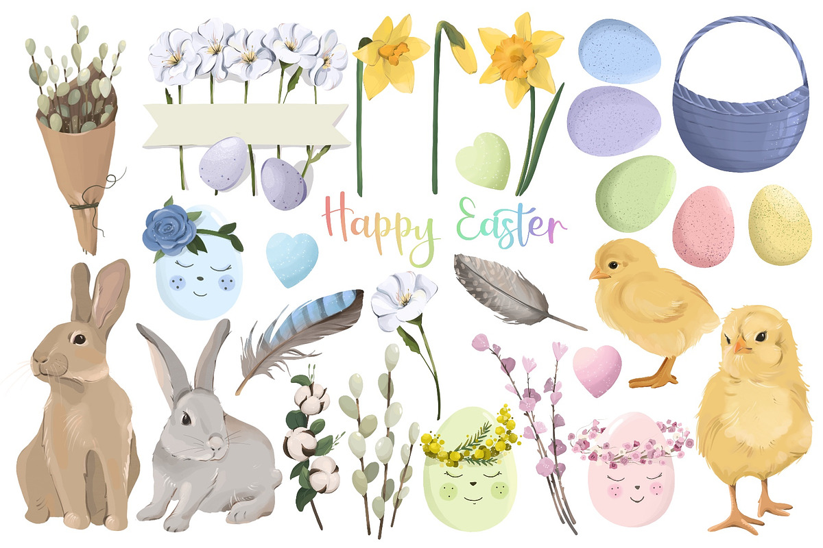 Happy Easter Illustration, a Seasonal Illustration by ArtGiftsStudio (Photo 2 of 5)