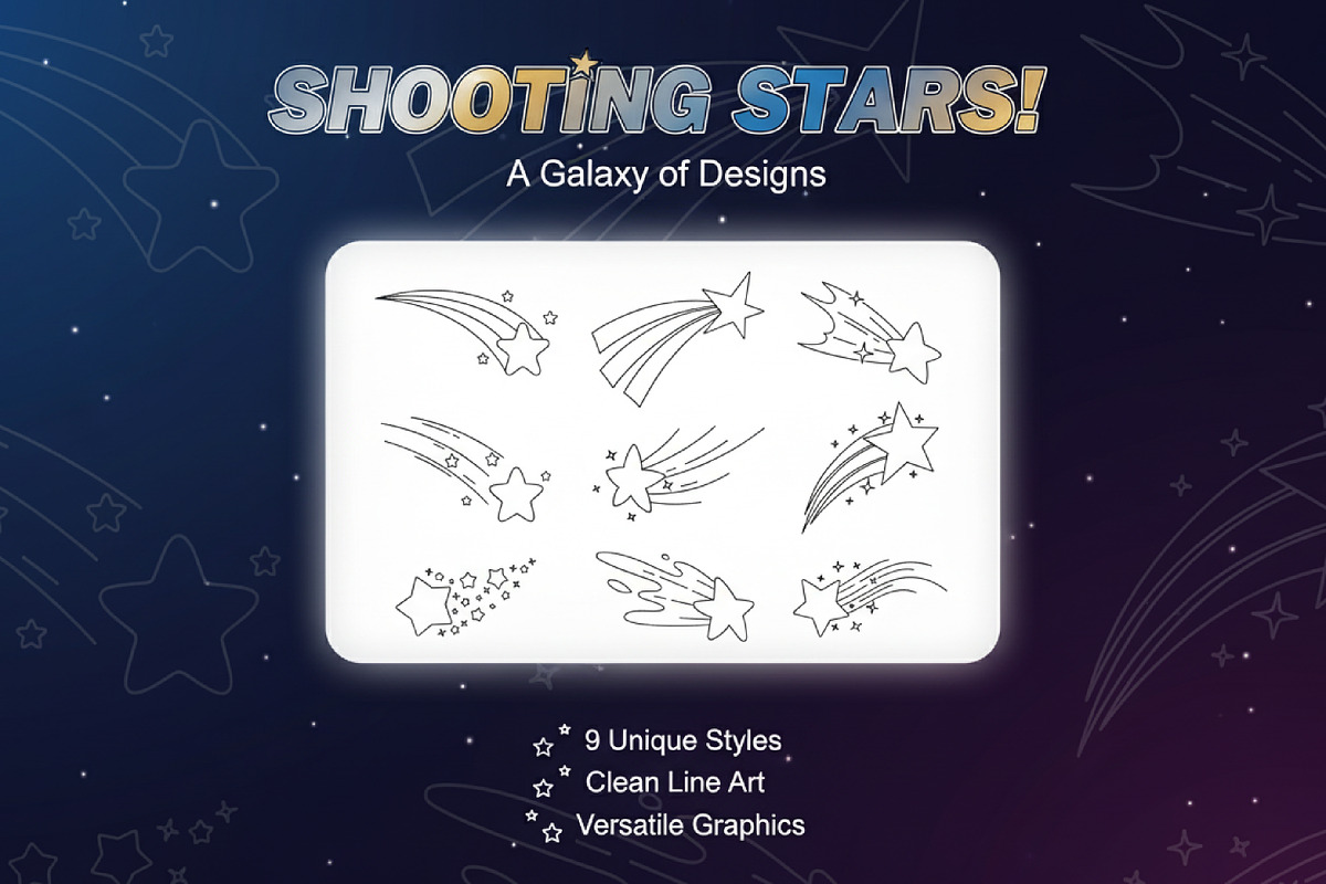 Collection of Shooting Stars, an Object Illustration by Saba Vector (Photo 1 of 3)